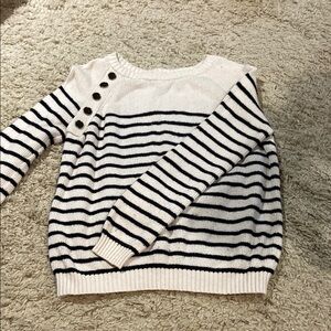 Forever 21 Black and White Crew Neck Sweater with Stripes